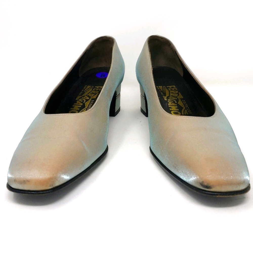 Ferragamo Champagne Shimmer 2" Heels